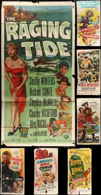 9d307 LOT OF 7 FOLDED GLUED THREE-SHEETS 1950s great images from a variety of movies!