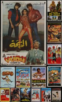 9d442 LOT OF 19 FORMERLY FOLDED LEBANESE POSTERS 1970s-1980s cool images from a variety of movies!