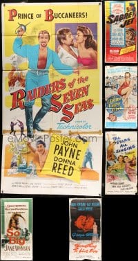9d309 LOT OF 6 FOLDED GLUED OR TAPED THREE-SHEETS 1950s great images from a variety of movies!