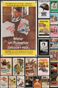 9d109 LOT OF 47 FOLDED SPANISH LANGUAGE ONE-SHEETS 1960s-1980s images from a variety of movies!