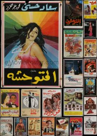 9d441 LOT OF 21 FORMERLY FOLDED LEBANESE POSTERS 1970s-1980s a variety of movie images!