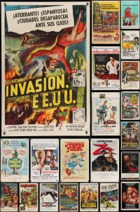 9d114 LOT OF 38 FOLDED SPANISH LANGUAGE ONE-SHEETS 1960s-1980s images from a variety of movies!