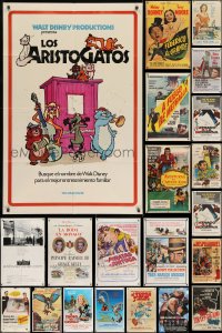 9d112 LOT OF 41 FOLDED SPANISH LANGUAGE ONE-SHEETS 1950s-1970s images from a variety of movies!
