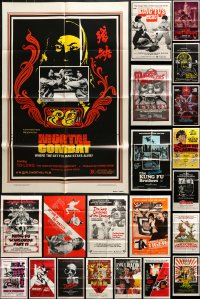 9d105 LOT OF 56 FOLDED KUNG FU ONE-SHEETS 1960s-1980s great images from martial arts movies!