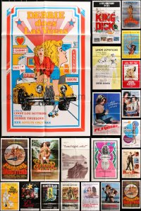 9d090 LOT OF 93 FOLDED SEXPLOITATION ONE-SHEETS 1960s-1980s sexy images with some nudity!