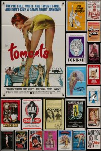 9d093 LOT OF 87 FOLDED SEXPLOITATION ONE-SHEETS 1960s-1980s sexy images with some nudity!