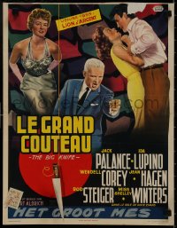 9f203 BIG KNIFE Belgian 1956 Robert Aldrich, art of Jack Palance, Shelley Winters, Ida Lupino!