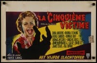 9f245 WHILE THE CITY SLEEPS Belgian 1956 Wik art of Lipstick Killer's victim, Fritz Lang noir!