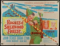 9f187 ROGUES OF SHERWOOD FOREST British quad 1950 John Derek as the son of Robin Hood!