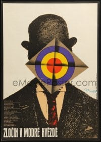 9f126 ZLOCIN V MODRE HVEZDE Czech 11x16 1973 artwork of man with target over face by Karel Vaca!