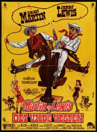 9f035 PARDNERS Danish R1970s great Wenzel art of cowboys Jerry Lewis & Dean Martin!