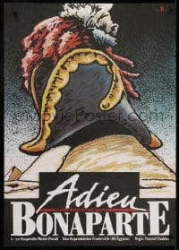 9f251 ADIEU BONAPARTE East German 23x32 1988 cool art of Napoleon's hat on pyramids by DeMaiziere!