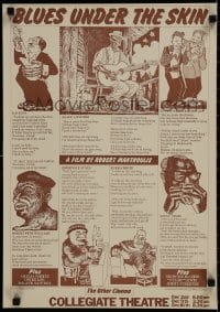 9f198 BLUES UNDER THE SKIN English 16x23 1973 cartoon art, blues legends including B.B. King!