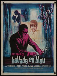 9f816 BLUES FOR LOVERS French 24x32 1969 colorful art of Ray Charles playing piano by Grinsson!
