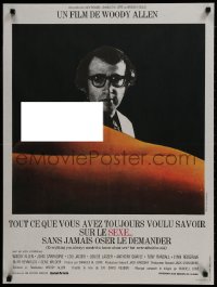 9f834 EVERYTHING YOU ALWAYS WANTED TO KNOW ABOUT SEX French 24x32 1973 Woody Allen & bare breast!