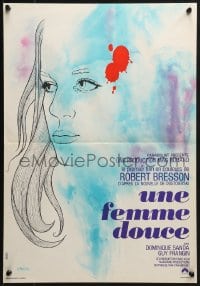 9f995 UNE FEMME DOUCE French 15x22 1969 Robert Bresson's Une femme douce, wonderful art by Chica!