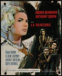 9f996 VISIT French 17x21 1964 great Vanni Tealdi art of Ingrid Bergman & Anthony Quinn!