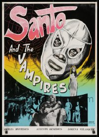 9f145 SAMSON VERSUS THE VAMPIRE WOMEN Iranian 1966 different art of Mexican masked wrestler Santo!