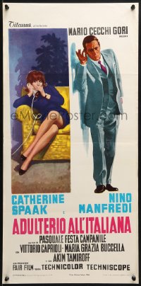 9f348 ADULTERY ITALIAN STYLE Italian locandina 1966 art of Nino Manfredi & sexy Catherine Spaak!