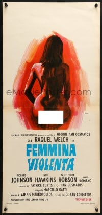 9f402 RESTLESS Italian locandina 1973 completely different art of naked Raquel Welch by Aller!
