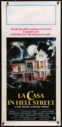 9f406 SCREAM FOR HELP Italian locandina 1985 different Spataro art of blood oozing from haunted house!