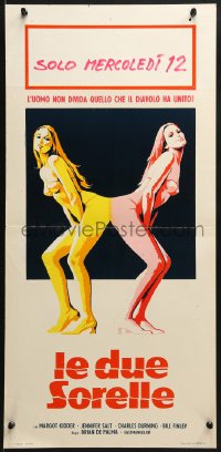 9f412 SISTERS Italian locandina 1974 Brian De Palma, Margot Kidder is a set of conjoined twins!