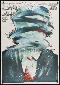 9f719 HERO OF THE YEAR Polish 27x38 1987 crazy art of man in suit by Witold Dybowski!
