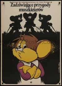 9f769 WONDERFUL ADVENTURES OF THE THREE MUSKETEERS Polish 26x39 1989 cartoon art by Jakub Erol!
