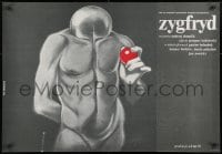 9f782 ZYGFRYD Polish 27x38 1986 really wild naked faceless man artwork by Bednarski!