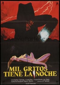 9f077 PIECES Spanish 1981 chainsaw horror NOT in Texas, different sexy slasher art!