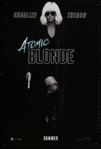 9g527 ATOMIC BLONDE teaser DS 1sh 2017 great full-length image of sexy Charlize Theron with gun!