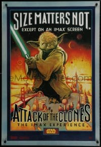 9g528 ATTACK OF THE CLONES style A IMAX DS 1sh 2002 Star Wars Episode II, Yoda, size matters not!