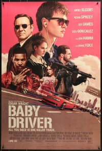 9g533 BABY DRIVER advance DS 1sh 2017 Ansel Elgort in the title role, Foxx, artwork by Rory Kurtz!