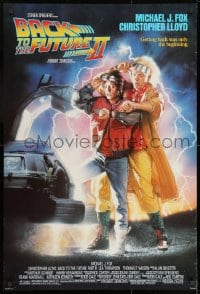 9g537 BACK TO THE FUTURE II DS 1sh 1989 art of Michael J. Fox & Christopher Lloyd by Drew Struzan!
