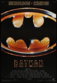 9g540 BATMAN 1sh 1989 directed by Tim Burton, cool image of Bat logo, new credit design!