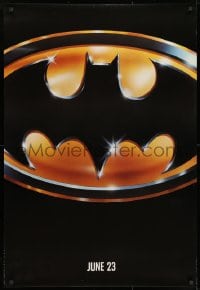 9g541 BATMAN teaser 1sh 1989 directed by Tim Burton, cool image of Bat logo, matte finish!