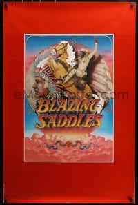 9g568 BLAZING SADDLES teaser 1sh 1974 Mel Brooks western, different cast montage on orange background