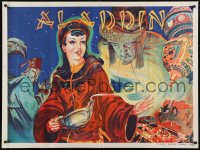 9g085 ALADDIN stage play British quad 1930s artwork of female lead with lamp & treasure!