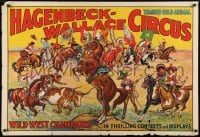 9g042 HAGENBECK-WALLACE CIRCUS 28x41 circus poster 1930s wild west champions style!