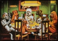 9g403 DOGS PLAYING POKER group of 2 19x27 Thai and Italian commercial posters 1990s dogs smoking!
