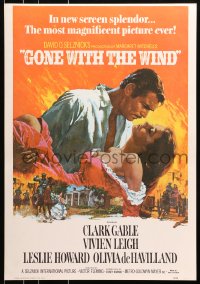9g416 GONE WITH THE WIND 20x29 commercial poster 1980s Clark Gable, Vivien Leigh, Leslie Howard!