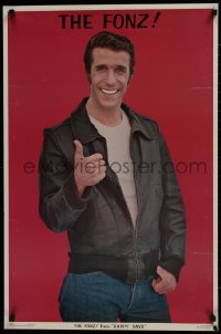 9g421 HAPPY DAYS 23x35 commercial poster 1976 cool image of Henry Winkler as the Fonz!