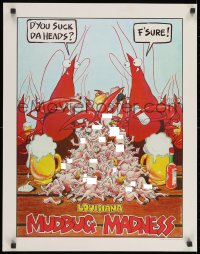 9g433 LOUISIANA MUDBUG MADNESS 21x27 commercial poster 1982 Ballard art of crayfish easting humans!