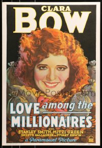 9g434 LOVE AMONG THE MILLIONAIRES 20x29 commercial poster 1980s wonderful artwork of Clara Bow!