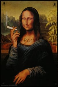 9g437 MONA 24x36 Swiss commercial poster 1993 Leonardo da Vinci's Mona Lisa smoking marijuana!
