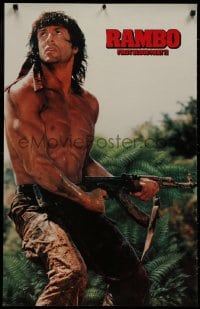 9g450 RAMBO FIRST BLOOD PART II 22x35 vertical commercial poster 1985 Stallone with AK-47!