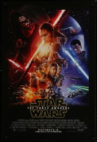 9g652 FORCE AWAKENS int'l advance DS 1sh 2015 Star Wars: Episode VII, Ford, Fisher, cool montage!