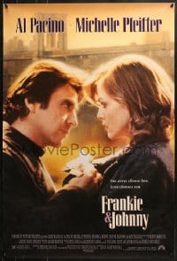9g655 FRANKIE & JOHNNY 1sh 1991 close up of Al Pacino & Michelle Pfeiffer!