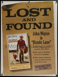9g484 HONDO 30x40 English video poster R2000s John Wayne was a stranger to all but dog at his side!
