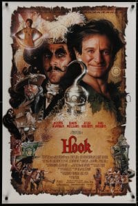 9g705 HOOK DS 1sh 1991 artwork of pirate Dustin Hoffman & Robin Williams by Drew Struzan!